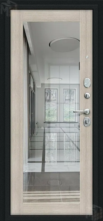 Входная металлическая дверь Флэш с зеркалом Cappuccino