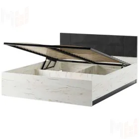 Кровать КР-1400 Беатрис с ПМ + ортопед. осн Крафт белый-Антрацит