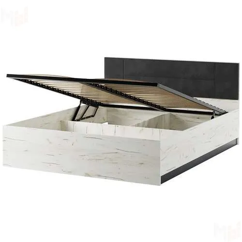 Кровать КР-1400 Беатрис с ПМ + ортопед. осн Крафт белый-Антрацит