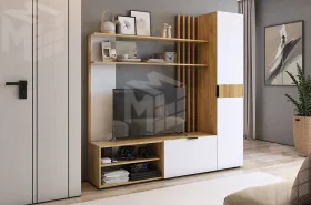 Гостиная Бери К1 дуб крафт золотой/белое дерево