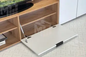 Стенка в гостиную Бери дуб крафт золотой/белое дерево