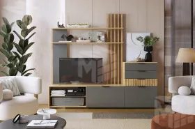 Гостиная Бери К3 дуб крафт золотой/графит