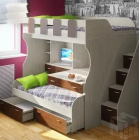 Кровать-чердак Фанки Кидз-19 + комод-лестница 13/8СВ