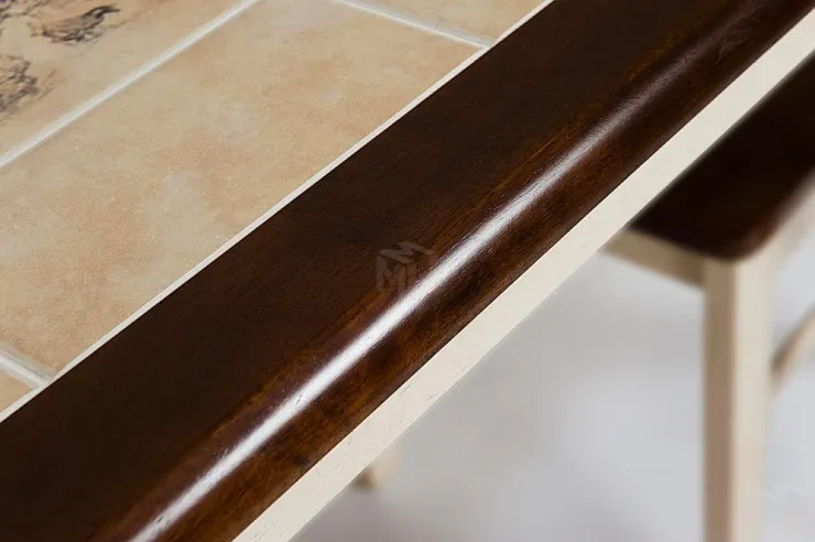 Стол обеденный CT 3045P с плиткой дерево гевея/плитка, Античный белый/Тёмный Дуб, рисунок-Дерево (4994)