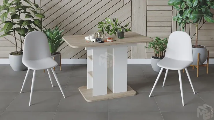 Стол раздвижной Мюнхен Тип 2 Белый Ясень, Дуб Сонома