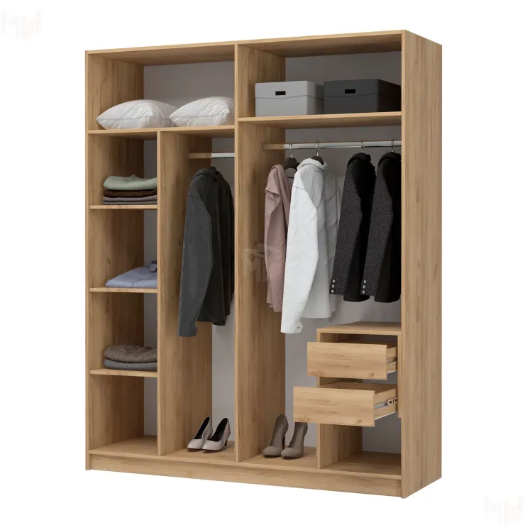 Шкаф для одежды ШК-03 Лион 4-х створчатый, дуб крафт/графит