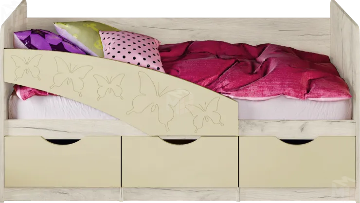 Кровать Бабочки 1,6 МДФ ваниль