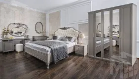 Шкаф Мокко 5-дверный с зеркалом серый