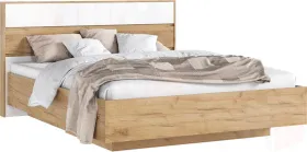  Роджина Кровать парящая 1,6м с ПМ (Белый глянец холодный/Дуб Крафт, Дуб Крафт)