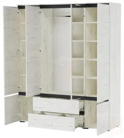  Шкаф ГРЕТТА 6С2Я с зеркалом Дуб Крафт белый-Антрацит