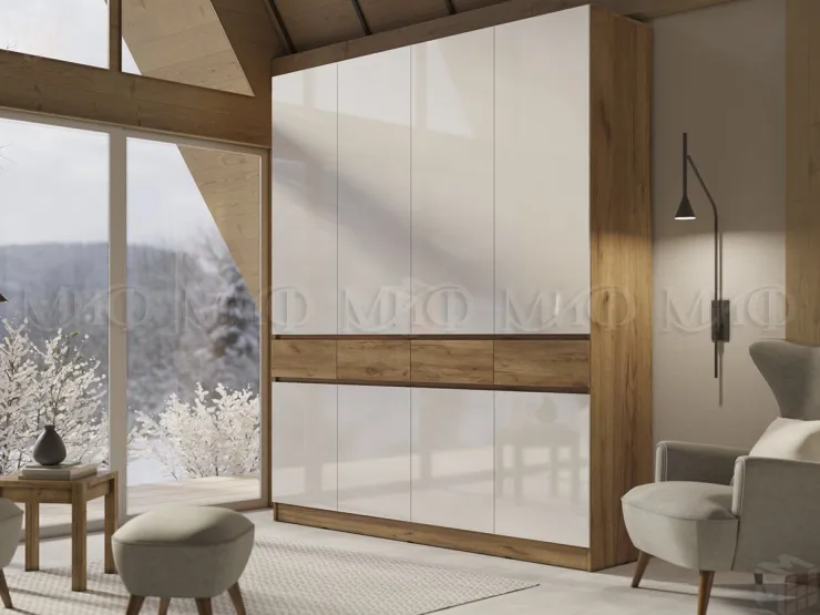 Шкаф Роджина 4-х створчатый (белый глянец)