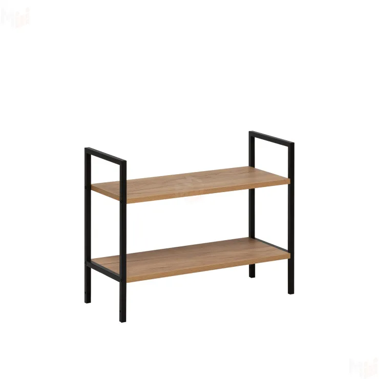 Стеллаж Leset Стилвуд 22 широкий, 2 полки (Чёрный/Дуб крафт золотой)