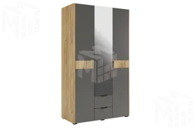 Шкаф трехдверный Адам  с зеркалом дуб крафт золотой/графит