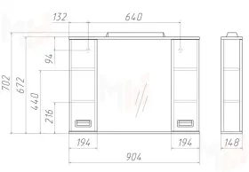 Шкаф-зеркало Cube 90 Эл. Домино 