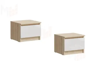 Тумба прикроватная Челси 2 шт (сонома/белый глянец)