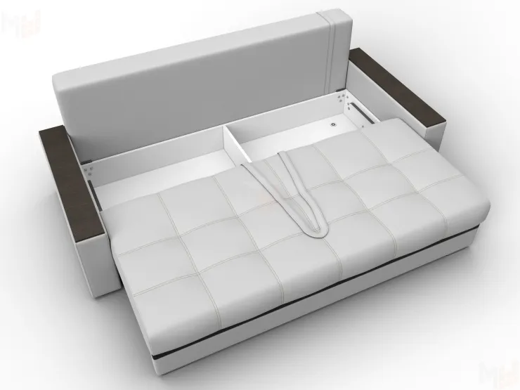 Диван прямой с декором Лига-096 НПБ ( Белый\Черный )