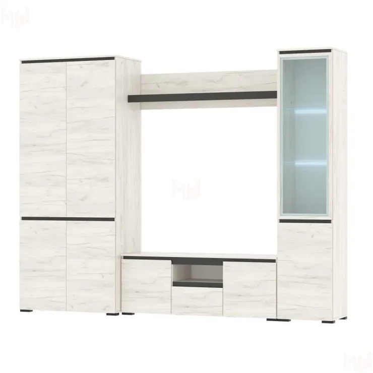 Гостиная  ГРЕТТА Дуб Крафт белый - Антрацит №1