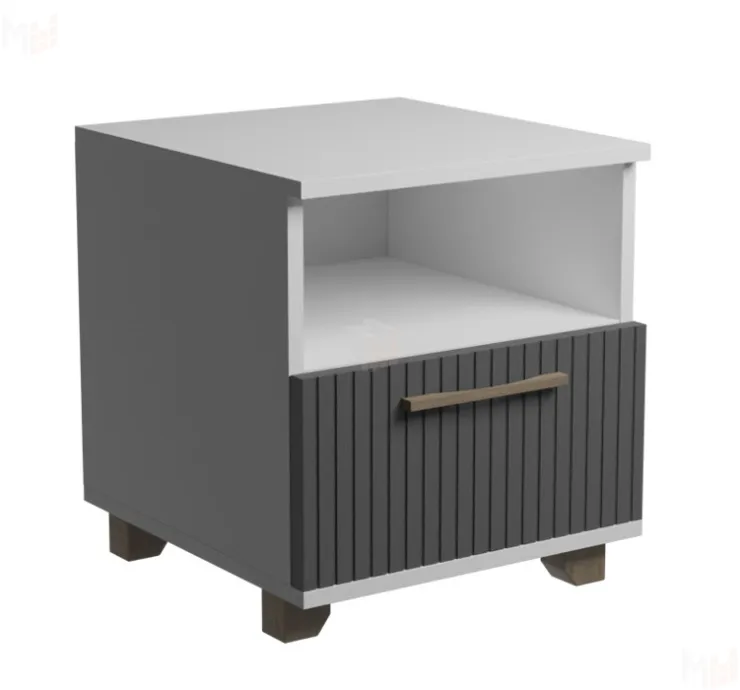 Тумба прикроватная Копенгаген с ящиком (белый/серый графит)