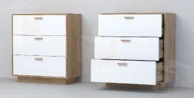 Комод К-3  ПД Эго Дуб Крафт Золотой/Белый Глянец