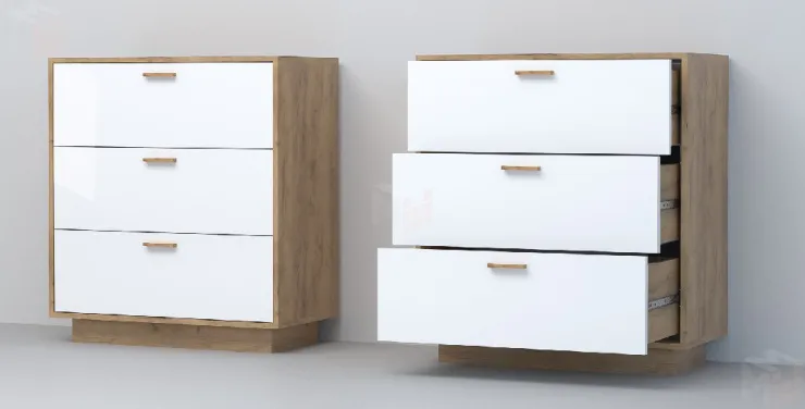 Комод К-3  ПД Эго Дуб Крафт Золотой/Белый Глянец