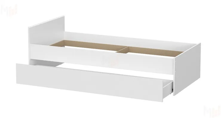 Кровать одинарная с выкатными ящиками  (0,9 x 2,0)  Токио Белый текстурный