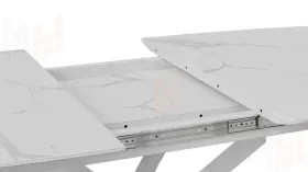 Стол обеденный раздвижной Манхеттен Т1 Белый муар, Стекло матовое белый мрамор