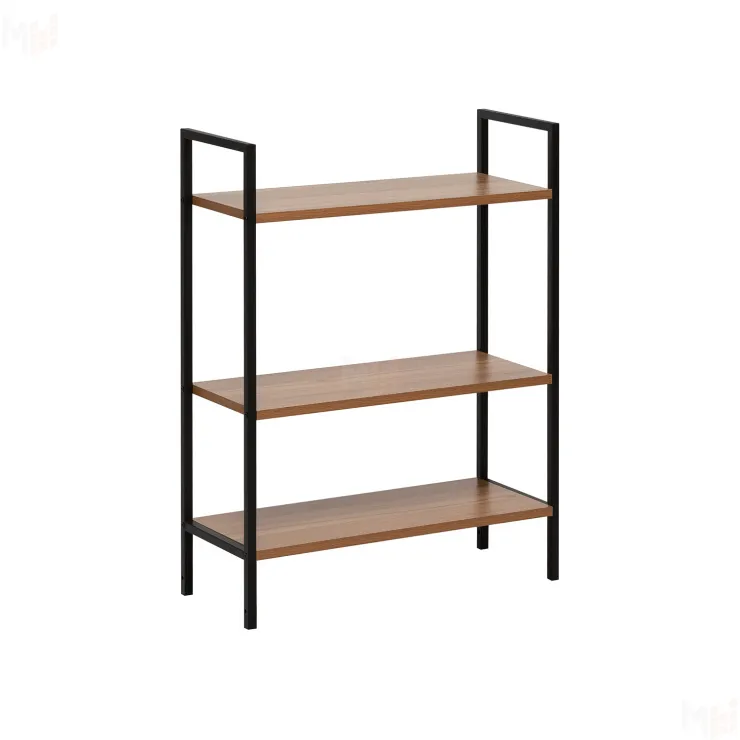 Стеллаж Leset Стилвуд 23 широкий, 3 полки (Чёрный/Орех лион светлый)