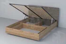 Кровать 031 Эго Дуб Крафт Золотой/Камень Темный (ЛДСП) ПМ 1400х2000