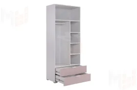 Шкаф двухдверный Зефир  120.01 белое дерево/пудра розовая (эмаль)