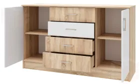 Комод К-1400 Беатрис Сонома-Белый глянец