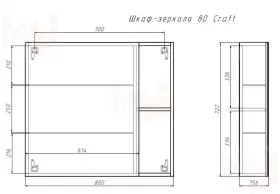 Шкаф-зеркало Craft 80 левый/правый Домино