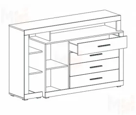 Тумба c дверцей и четырьмя ящиками Глазго