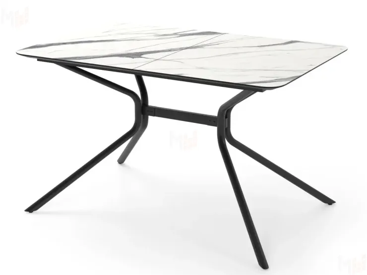 Стол Прима раздвижной (пластик мрамор белый/черный)