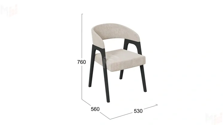 Кресло Техас 1 - W-101 Черное дерево, тк. №208 Велюр Jercy cream