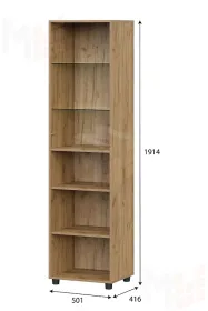 Пенал со стеклом  Милан Дуб Золотой/Олива Софт