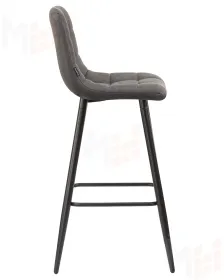 Стул барный DOBRIN NICOLE (черные матовые ножки, серая антрацитовая винтажная экокожа (RU-08))
