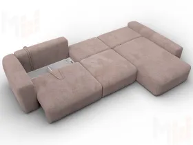 Диван угловой Лига-066 НПБ Лонг угол правый ( TOWER 05 бежевый )