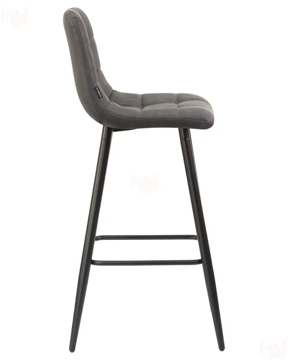Стул барный DOBRIN NICOLE (черные матовые ножки, серая антрацитовая винтажная экокожа (RU-08))