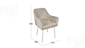 Стул Chester Т6 Белый муар Велюр V005 светло-бежевый