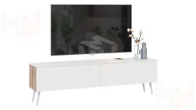 Тумба ТВ Порто с опорами - СМ-393.03.011 Яблоня Беллуно, Белый софт
