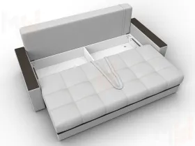 Диван прямой с декором Лига-096 НПБ ( Белый;Черный )