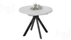 Стол обеденный раздвижной Стокгольм Тип 1  Черный муар, Стекло глянцевое белое