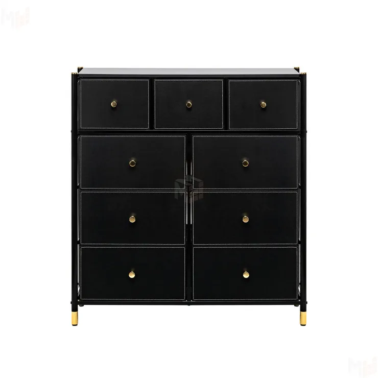 Комод Leset Нирита/Хайди, 9 ящиков, Черный (Черный/Черный)