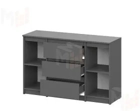 Комод 3 ящика двухстворчатый Денвер Графит серый