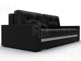 Диван прямой с декором Лига-096 НПБ ( Черный;Белый )