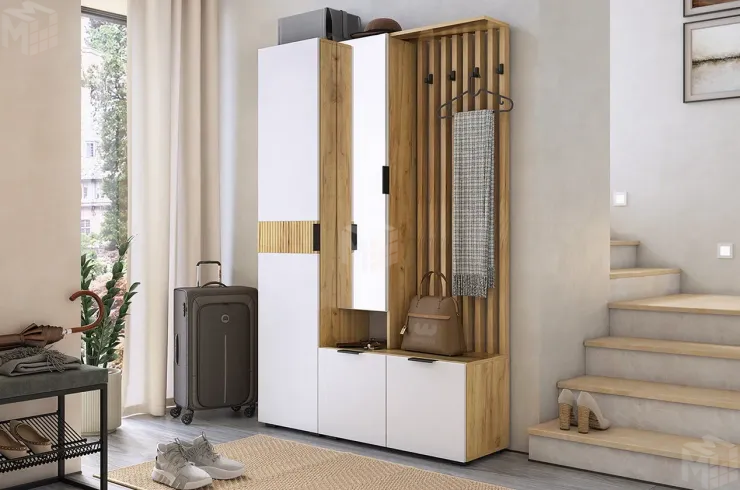 Прихожая Бери К2 дуб крафт золотой/белое дерево