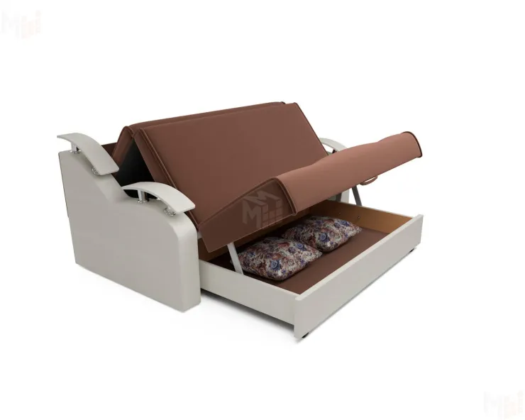 Диван Шарк №3 (кордрой коричневый, экокожа белая)