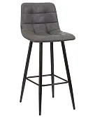 Стул барный DOBRIN NICOLE (черные матовые ножки, серая антрацитовая винтажная экокожа (RU-08))