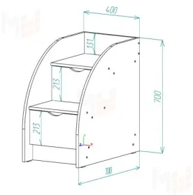 Детская кровать Фанки Кидз 9 с тумбой-лестницей 13/19СВ