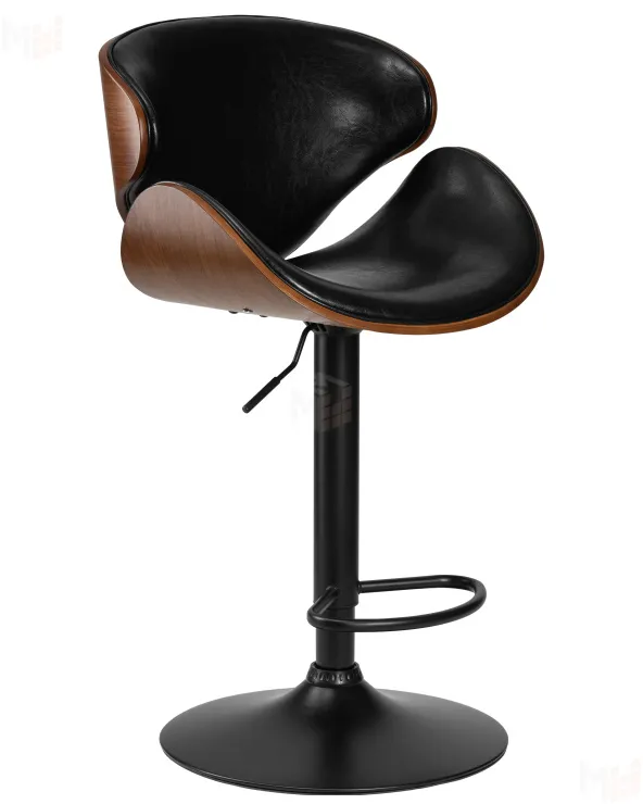 Стул барный DOBRIN KARTER BLACK (коричневый орех дерево (BWW), черный PU)